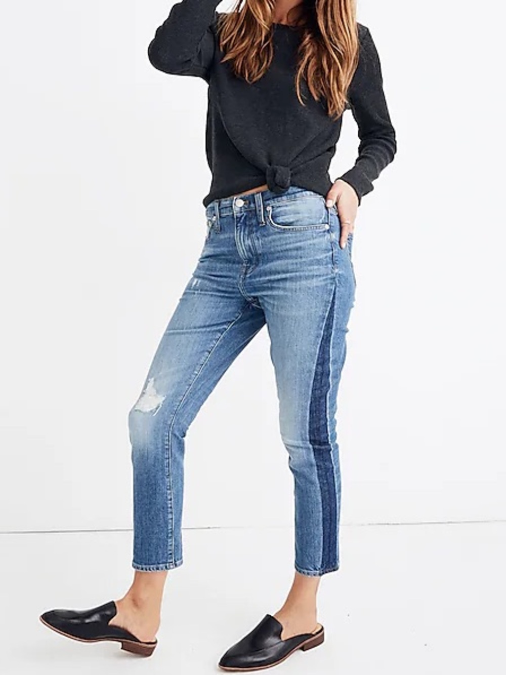 Madewell The High Rise Slim Boyjean Two-Tone Jeans Size 30